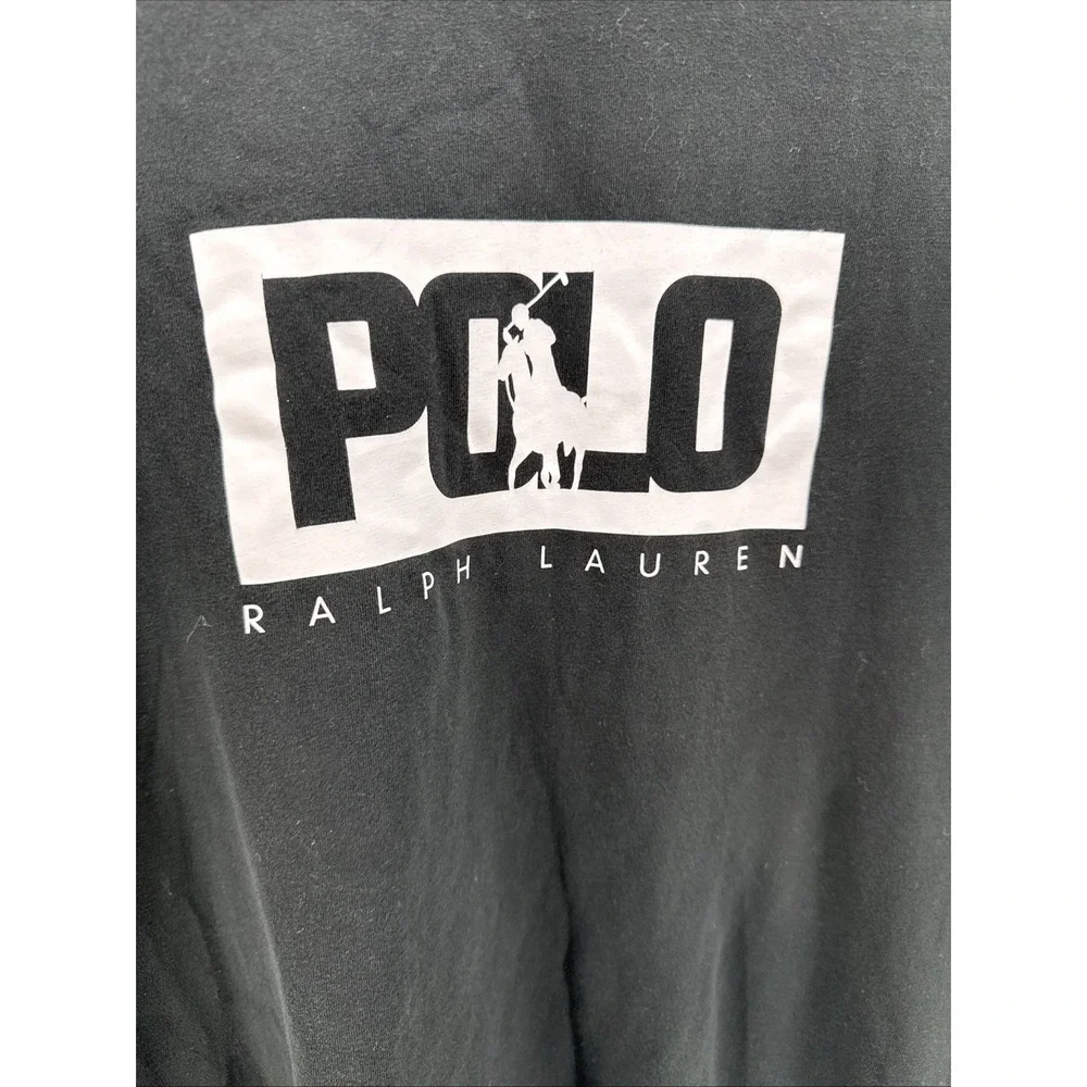 Polo Ralph Lauren Men's Black Box Logo Graphic Crew-Neck T-Shirt Sz L‎